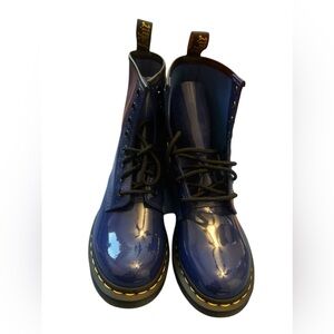 Dr Doc Martens 1460 Blue Patent Leather Style Boots US 7